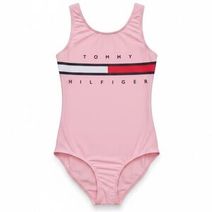 Tommy Hilfiger Girls Pink One-piece Swimsuit UPF 50+ Sun Protection Swim Size M